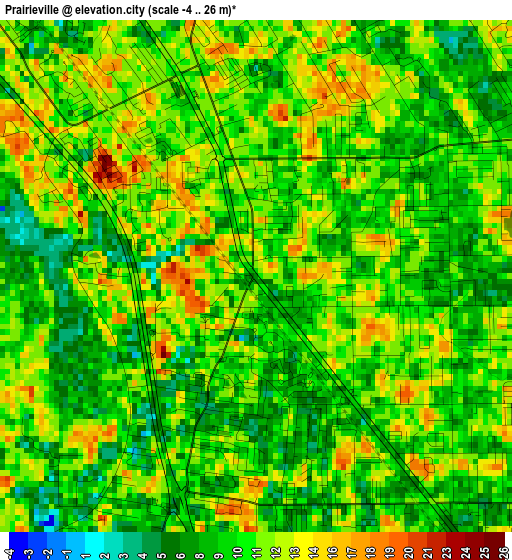 Prairieville elevation map