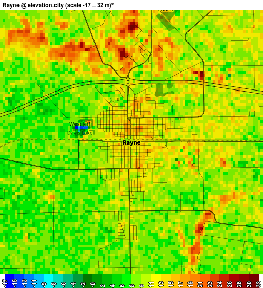 Rayne elevation map