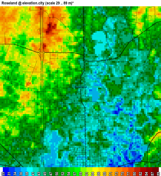 Roseland elevation map