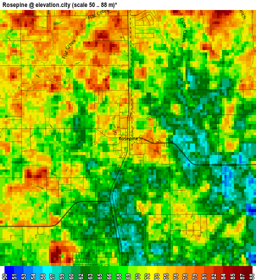 Rosepine elevation map