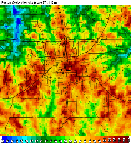 Ruston elevation map