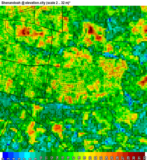 Shenandoah elevation map