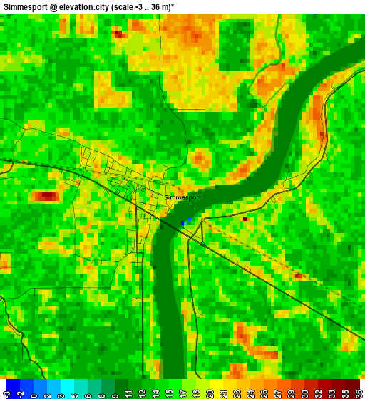 Simmesport elevation map