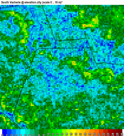 South Vacherie elevation map