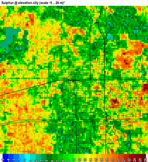 Sulphur elevation map