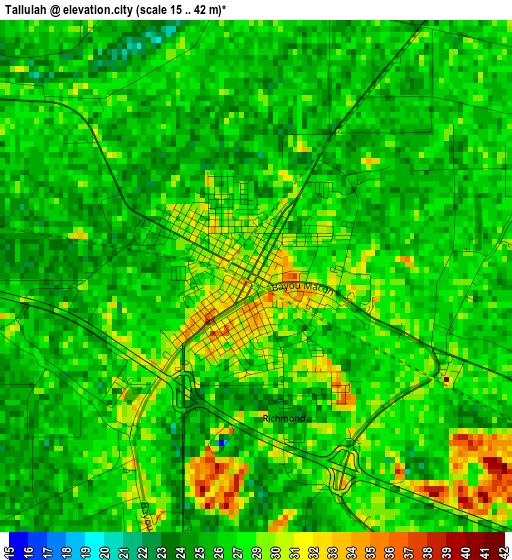 Tallulah elevation map