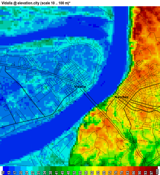 Vidalia elevation map