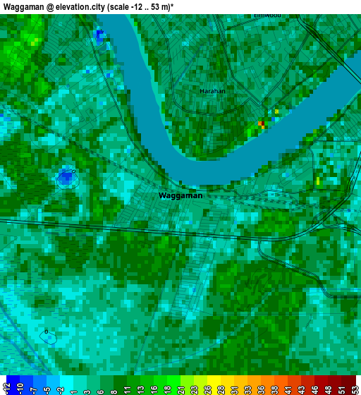 Waggaman elevation map