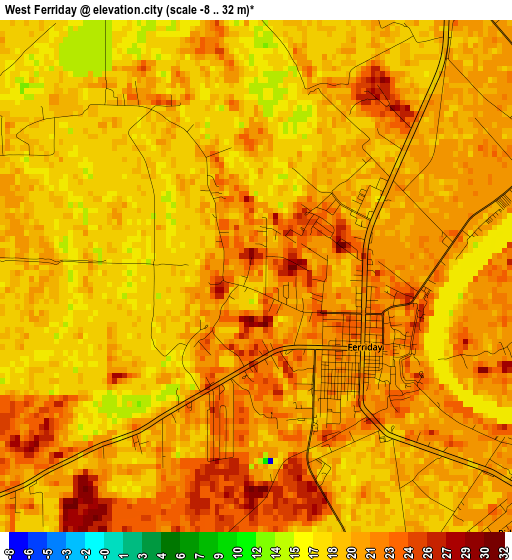 West Ferriday elevation map