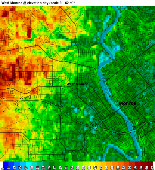 West Monroe elevation map