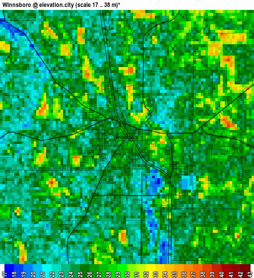 Winnsboro elevation map