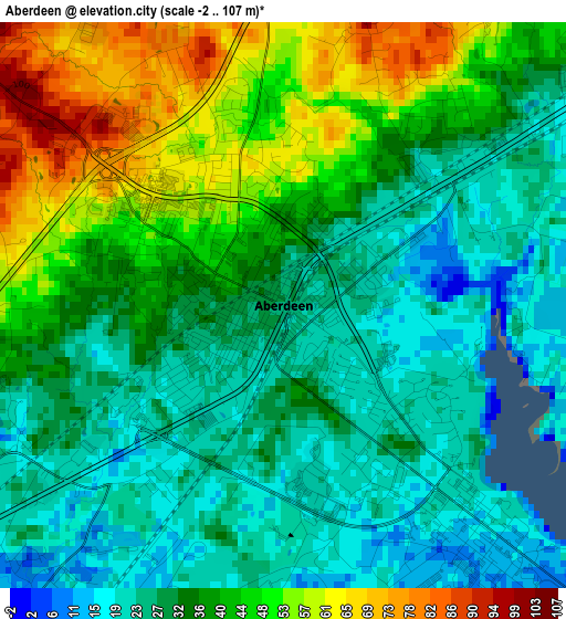 Aberdeen elevation map