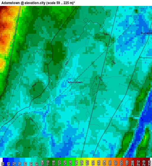 Adamstown elevation map