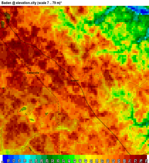 Baden elevation map