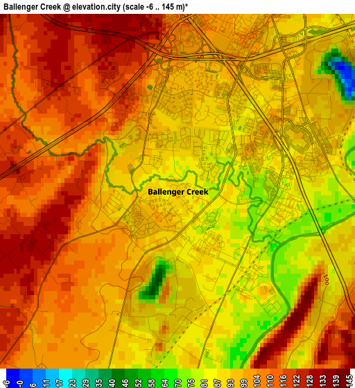 Ballenger Creek elevation map