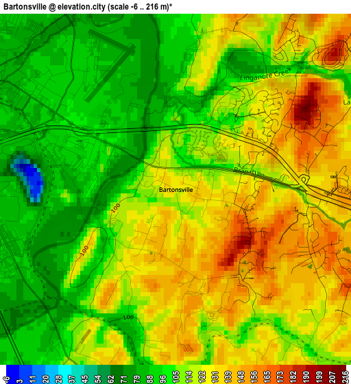 Bartonsville elevation map