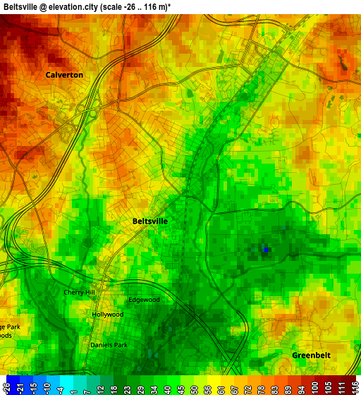 Beltsville elevation map