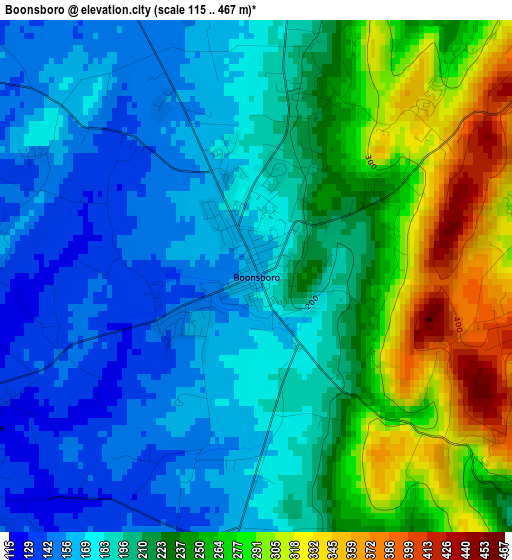 Boonsboro elevation map