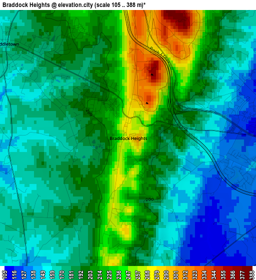 Braddock Heights elevation map