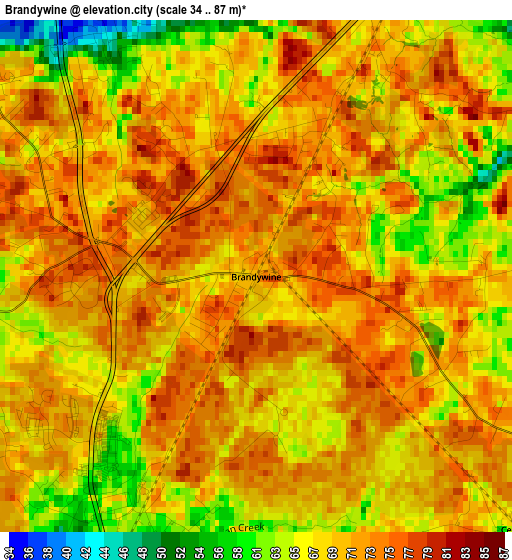 Brandywine elevation map
