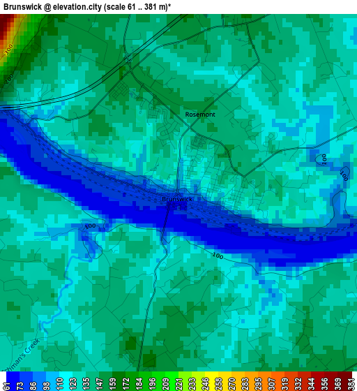 Brunswick elevation map