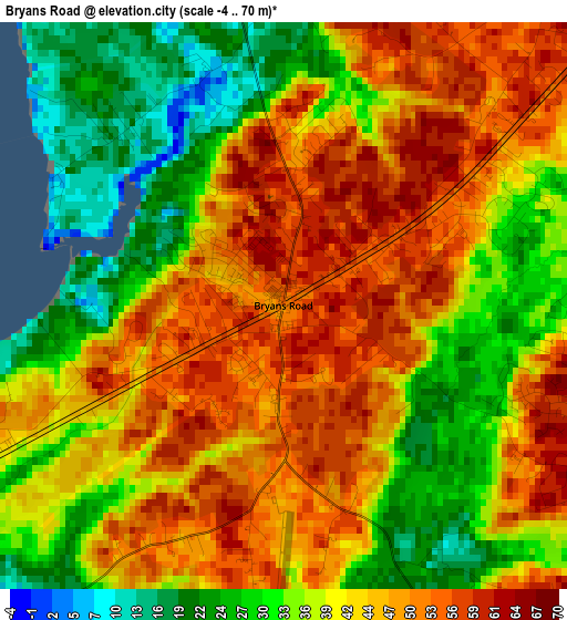 Bryans Road elevation map