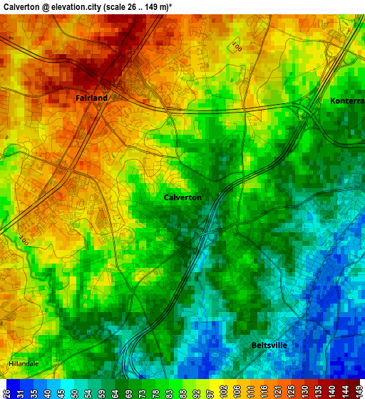 Calverton elevation map