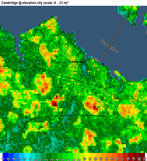 Cambridge elevation map