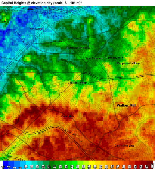Capitol Heights elevation map