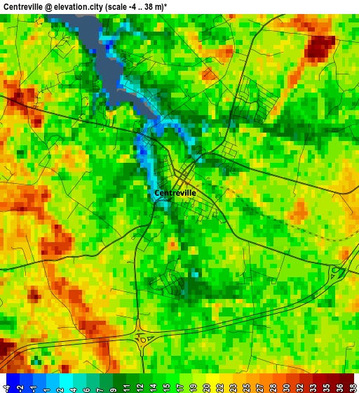 Centreville elevation map