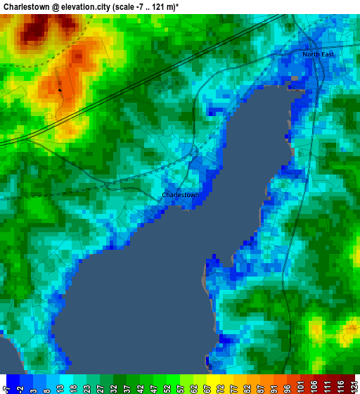 Charlestown elevation map