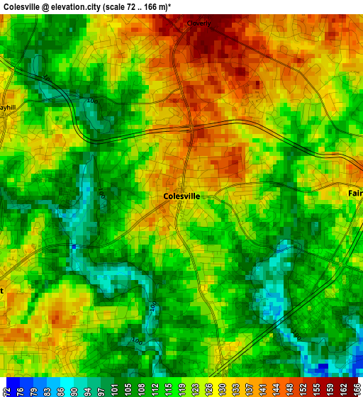 Colesville elevation map