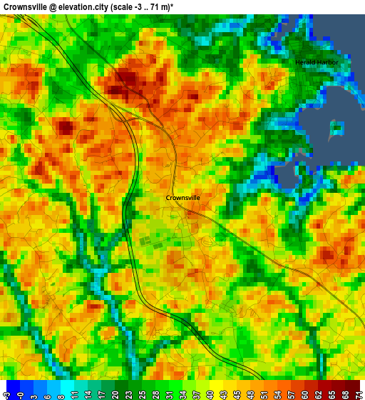 Crownsville elevation map