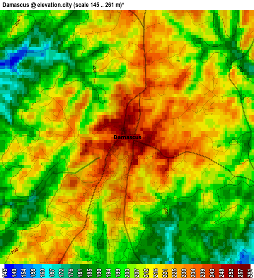 Damascus elevation map