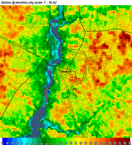 Denton elevation map