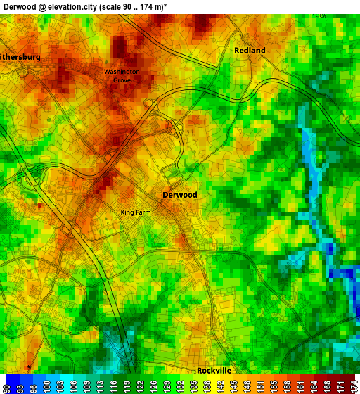 Derwood elevation map