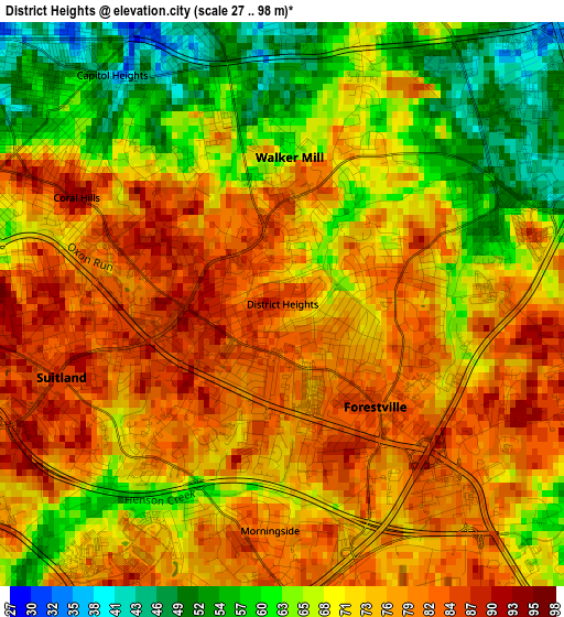 District Heights elevation map