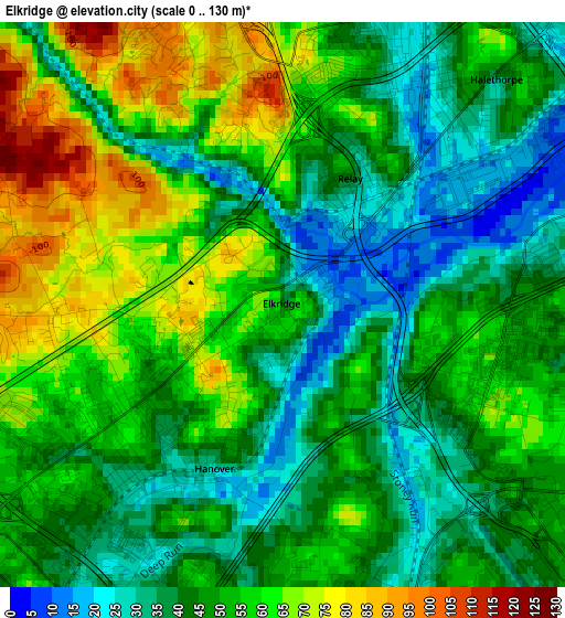 Elkridge elevation map