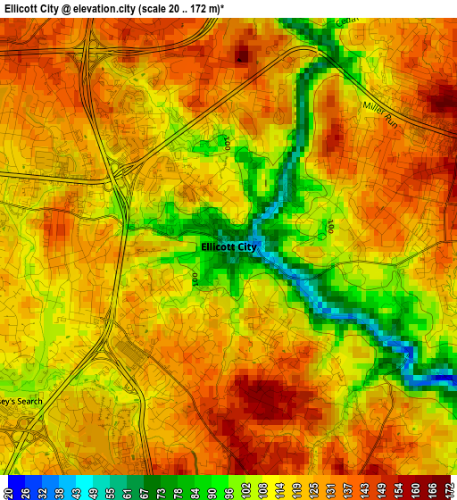 Ellicott City elevation map