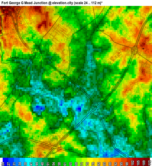 Fort George G Mead Junction elevation map