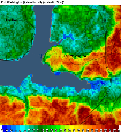 Fort Washington elevation map