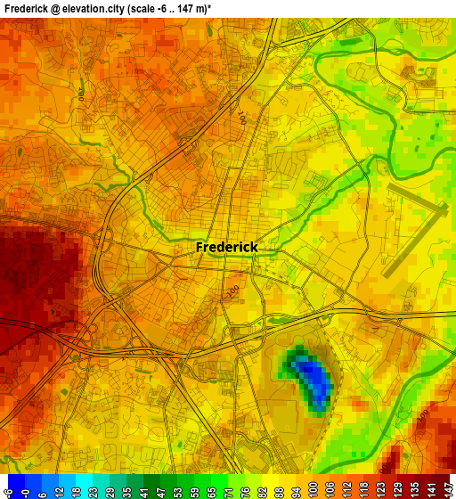 Frederick elevation map