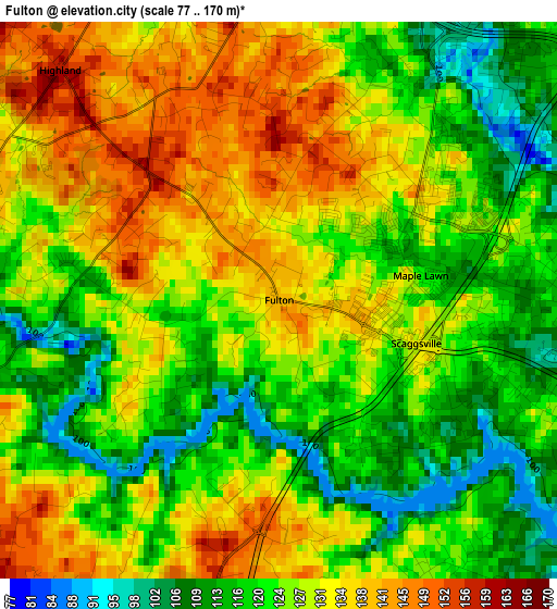 Fulton elevation map