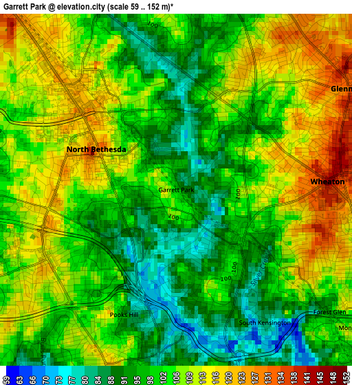 Garrett Park elevation map