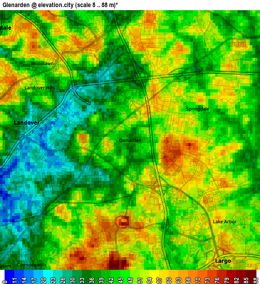 Glenarden elevation map