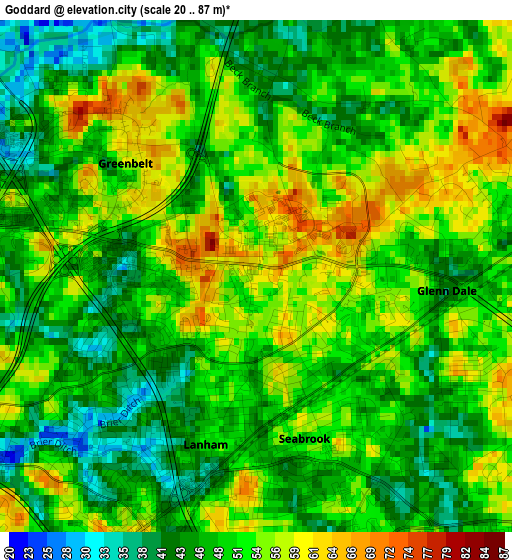 Goddard elevation map