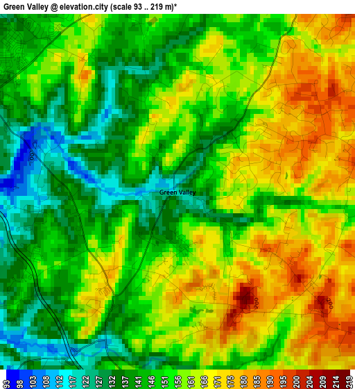 Green Valley elevation map