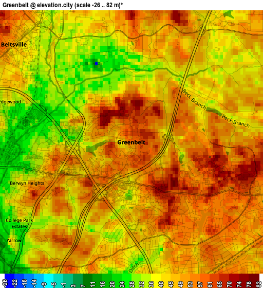 Greenbelt elevation map