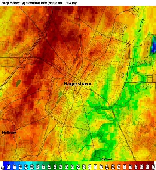 Hagerstown elevation map