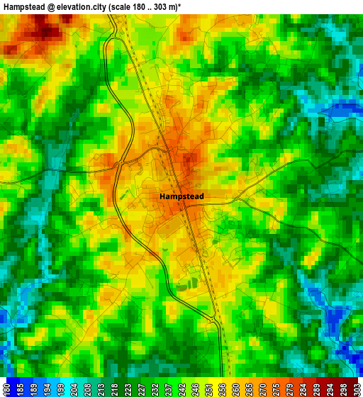 Hampstead elevation map